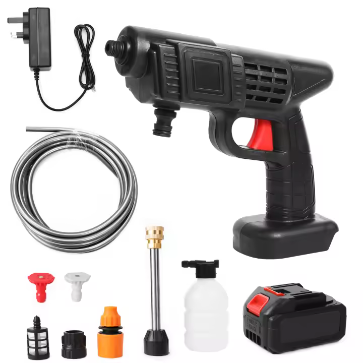 Pistola de lavado de coche de alta presión inalámbrica portátil, Lavado de coches, utensilios de limpieza doméstica boquilla ajustable con batería de iones de litio, gran volumen, largo alcance de pulverización - 1