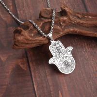Collar De Acero Inoxidable Con Colgante De Ojo De Diablos Y Mano De Fatima Estilo Gótico Punk Para Hombres Y Mujeres Adorno Afortunado Joyería Regalo - details 5