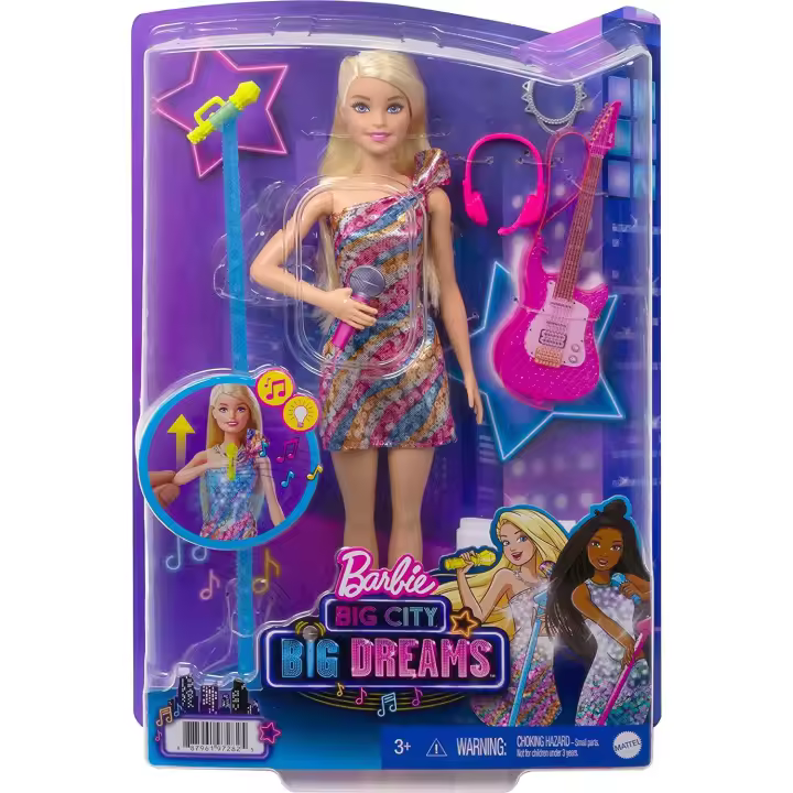 Barbie Malibú Muñeca rubia con guitarra de juguete y accesorios de música +3 años Mattel GYJ23 - 1