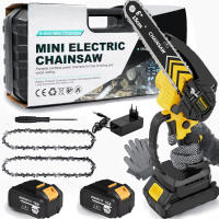 Mini Motosierra Bateria 6 Pulgadas, 1000W Motor Sin Escobillas Motosierra Eléctrica con 4000mAh Baterías y 2 Cadenas, motosierra de mano portátil Inalámbrica para Podar Árboles de Jardinería y Madera - details 0