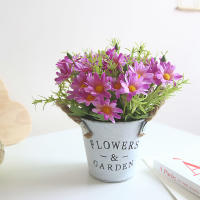 Maceta De Flores Artificiales Estilo Vintage Para Decoración De Oficina Y Hogar Rosa Roja Flor Artificial Potted Plant - details 4