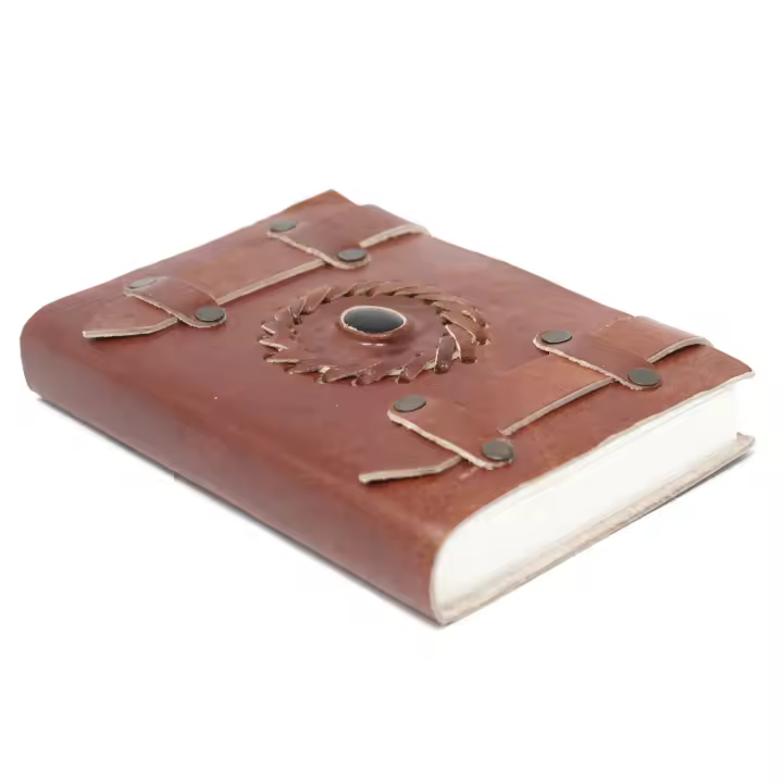 Cuaderno de cuero Onix Negro con correa - 1