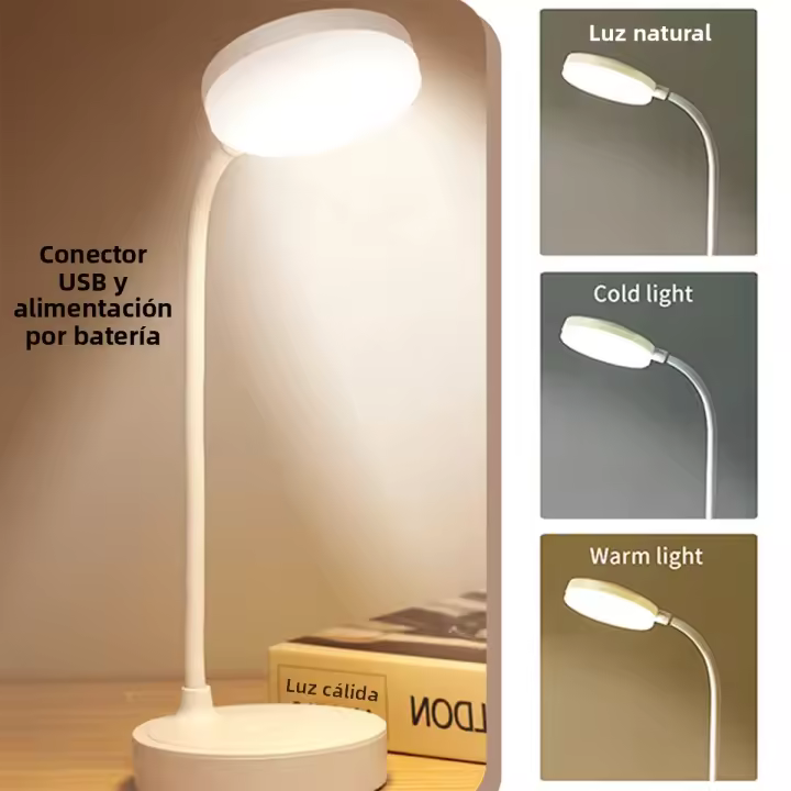 Lámpara De Mesa LED Recargable Por USB Con 3 Niveles De Iluminación Ajustable Portátil Luz Nocturna Táctil Protección Ocular Para Dormitorio Lámpara De Noche De Mesa - 1