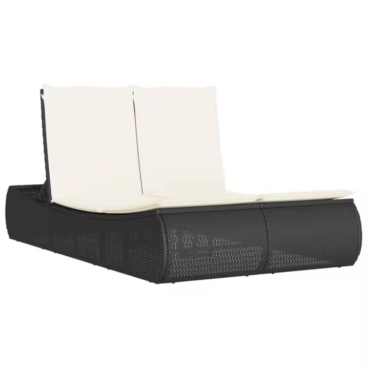 vidaXL Tumbona doble con cojines ratán sintético Negro, Marrón, Gris Sillas de Exterior Ideal para jardín, playa, piscina, terraza Tumbona Piscina Tumbonas Playa Tumbonas Jardín Exterior - 1