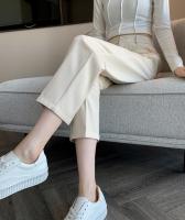 Pantalones De Trabajo Mujer Estilo Casual Cintura Alta Botones Talla Grande Color Caqui Largo Hasta El Tobillo Trasero Ancho - details 48