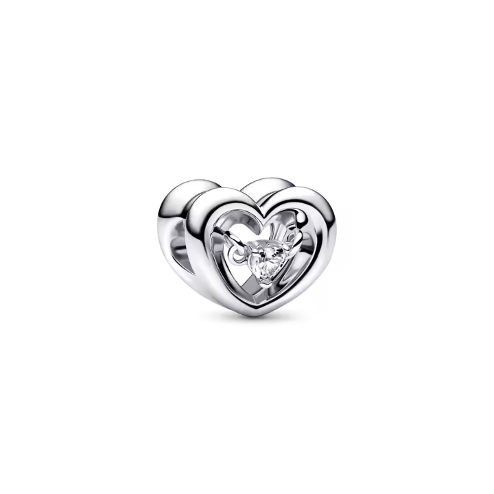 Charm Pandora plata Corazón Radiante & Gema Flotante 792493C01 - 1