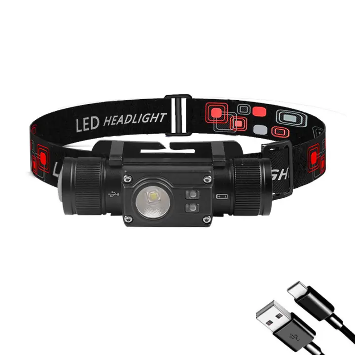 Linterna Frontal Tipo-C Con LED Blanco Rojo Regulable 18650 Para Caza Memoria Función Lámpara Frontal Recargable Impermeable - 1