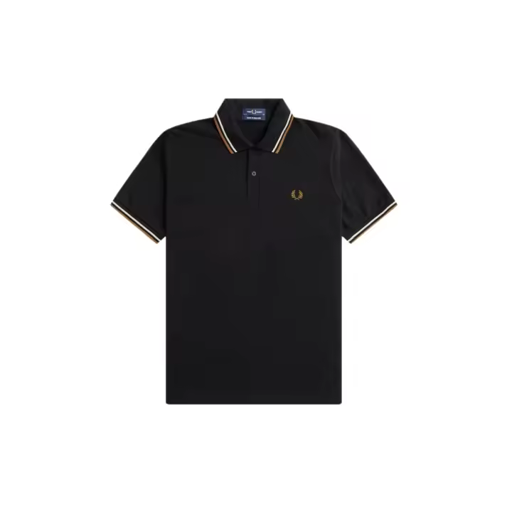 Fred Perry Reissues Original Twin Tipped Polo Black / Oatmeal / Dark Caramel - 1