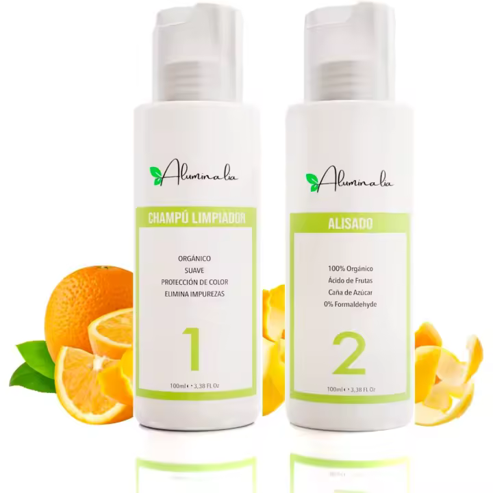 Alisado Orgánico Cabello 100% Vegano Profesional [100 ml] Alisado en Casa 100% Sin Formol, Sin Sulfatos, Nutre, Hidrata, Repara la Cutícula y Alisa, 0% Frizz Aluminalia - 1