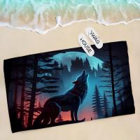 Toalla De Baño Para Niños Con Diseño De Lobo Colorido Toalla De Playa Y Natación Secado Rápido Tejido De Algodón Cepillado - details 12