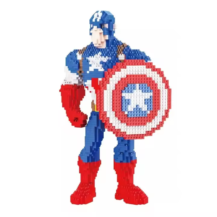 PLAYZOCO Bloques de construcción Compatible con Capitán América, Nanoblock Set, Juguete de construcción en Bloques, 2483 Piezas, 29 cm Altura x 19 cm Ancho, Incluye Manual - 1