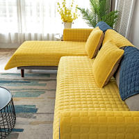 Cubierta De Sofá Universal De Peluche Gruesa Antideslizante Para Sala De Estar Decorativa Tela De Silla De Piso De Poliéster 100% Estilo Sólido - details 2