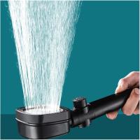 Cabezal de ducha ajustable de 4 velocidades, ahorro de agua a alta presión, parada con un botón, boquilla única, accesorios de baño modernos (manguera de 1,5 m + base sin perforaciones) - details 3