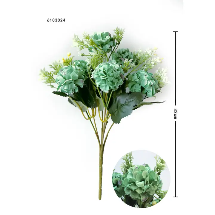 Poenia Arte Floral - Flores Artificiales Hortensia - Fácil de Cuidar - Variedad de Colores - 32cm - 3 Piezas - 1