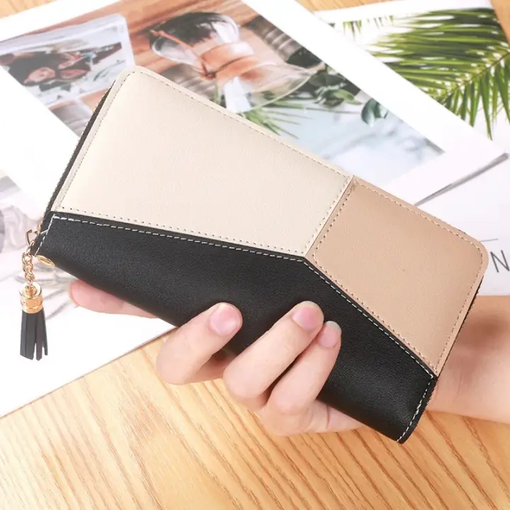 Cartera Larga de Piel para Mujer, con diseño Bolso de mano de Borla, tarjetero - 1