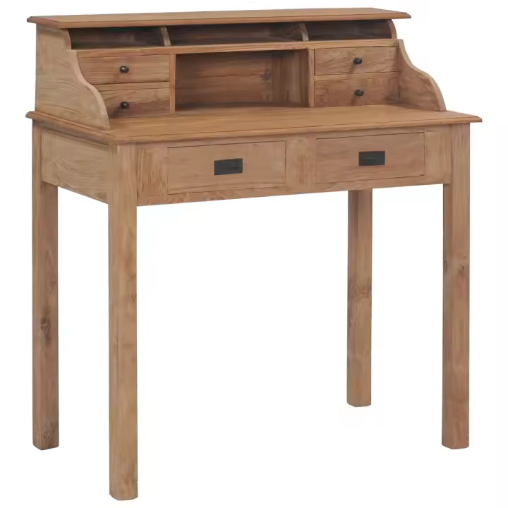 vidaXL Escritorio de madera de teca maciza 90x50x100 cm - 1