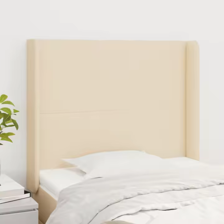 vidaXL Cabecero con orejas de tela color crema 83x16x118/128 cm - 1