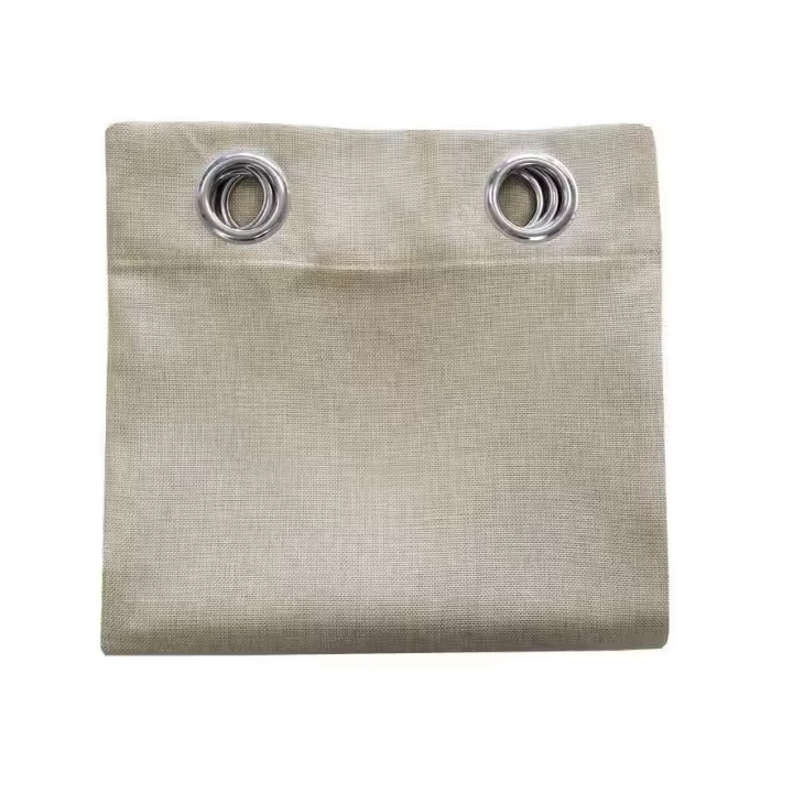 TEJIDOS EL MUNDO - Cortina de Lino Elegante y Contemporánea con Sujeción de Ollaos Plateados - 1