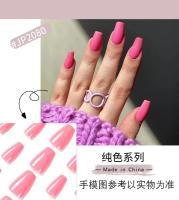 Juego De 24 Piezas De Uñas Postizas Removibles Patches De Color Sólido Simples Y Largas Para Baile De Salón De Belleza Uñas Falsas Cortas Arte De Uñas - details 9