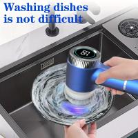 Cepillo De Limpieza Eléctrico Multifuncional 5 En 1 Para Cocina Baño Y WC Cepillo Portátil Con 5 Cabezas De Repuesto Pantalla LED - details 2