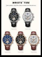 Reloj Mecánico Para Hombre OLEVS 6658 Con Fase Lunar Y Luminosidad Resistente Al Agua De Cuero Acero Inoxidable Y Dial Luminoso - details 7