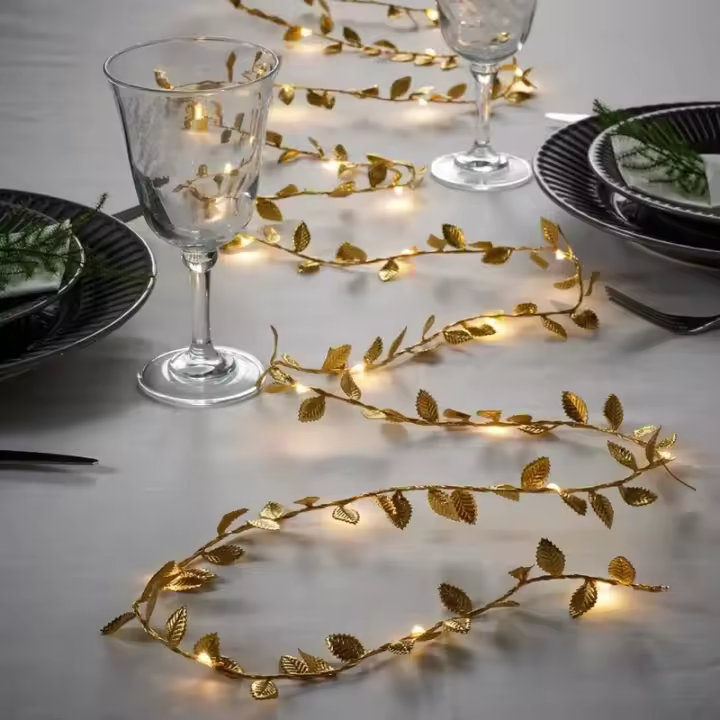 Cadena De Luces Faeir De 2M Con 20 LED Hojas Doradas Para Decoración De Bodas Cumpleaños Y Jardín Artificial Guirnalda Vínculo Iluminado - 1