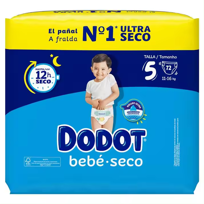 Dodot Bebé Seco Jumbo Pack Talla 5 - 72 uds - 1