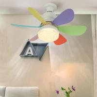 Ventilador de techo con luz, 30 W, 20 pulgadas, LED, para interiores, blanco, moderno, empotrado, luz de 3 colores, 6 aspas, ideal para oficinas, dormitorios y cocinas., 420 x 205 mm - details 2