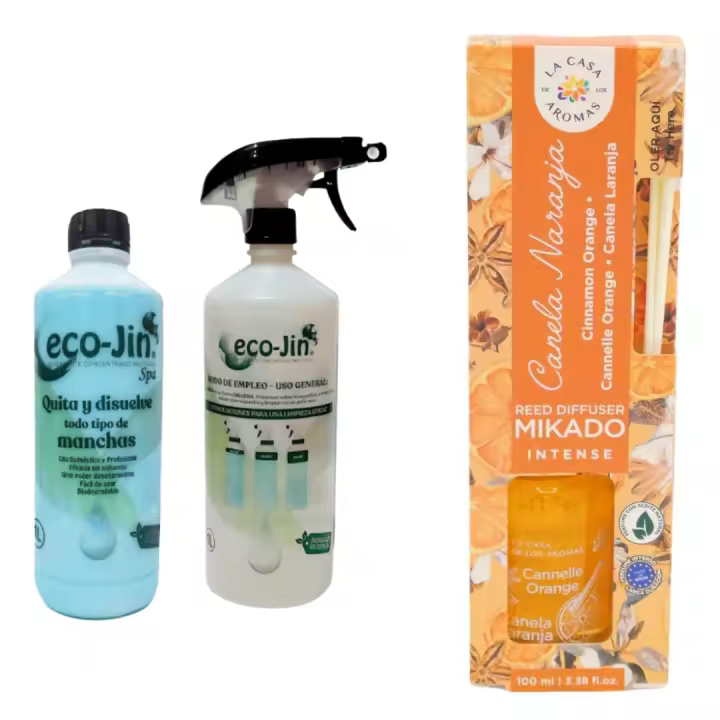 ECOJIN SPA AZUL ORIGINAL DE LABONCLER + DIFUSOR + AMBIENTADOR A ELEGIR CASA DE LOS AROMAS. Producto en frasco de vidrio de 100 ml y con 6 sticks. disfruta de una agradable sensación de alegría y vitalidad. - 1