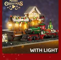 Bloques De Construcción De Tren Navideño Con Luz Y Paisaje De Calle Estación De Ferrocarril De Invierno Para Juguetes De Montaje Para Niños - details 6