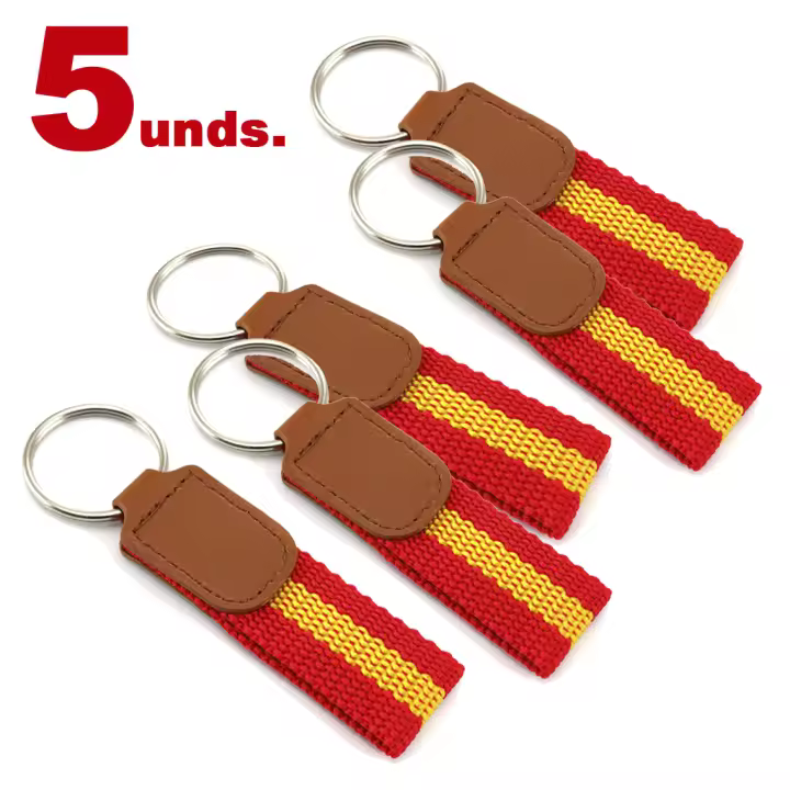 Pack de 5 llaveros bandera de España. Regalo, bodas, comuniones. Llave. Imagina - 1