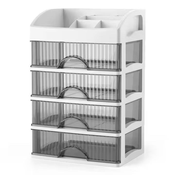 Caja De Almacenamiento Para Joyas Y Maquillaje Gran Capacidad Organizador De Escritorio Multifuncional Transparente Con Múltiples Capas - 1