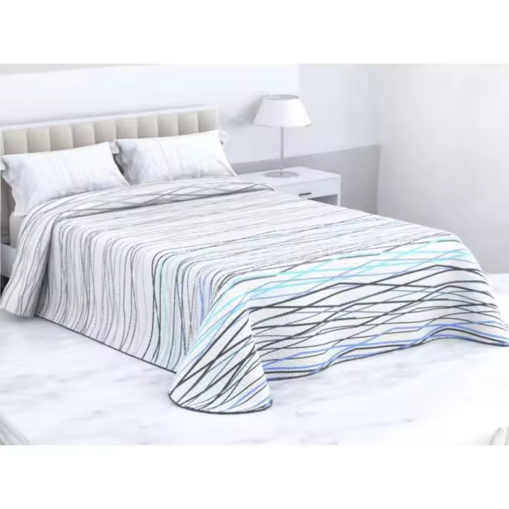 Coral Gris - Colcha Fresca para Cama, Estampado Moderno y Veraniego - 1