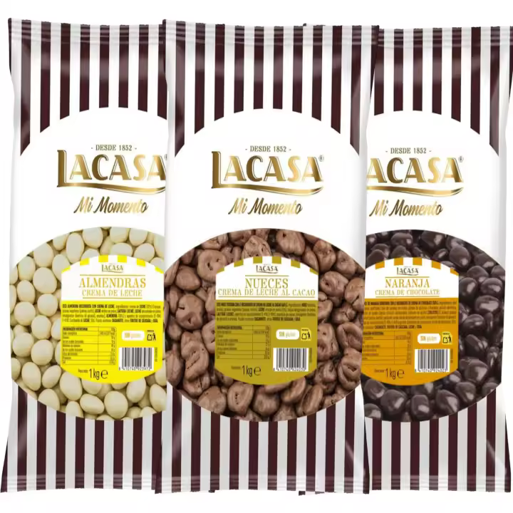 Lacasa Pack 3kg de bolas: Almendra con chocolate Blanco, de naranja con chocolate Negro,Nuez con chocolate con Leche - 1