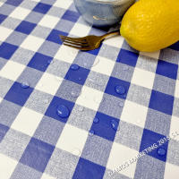 Mantel PVC, Hule, Para mesa rectangular, Fácil de limpiar,Cocina y Comedor， Impermeable, Fiesta, Primavera, Cuadro Azul,  Vicky 11472 - details 1