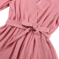 Vestido De Mujer En Chiffon Blanco Para Verano 2024 Cuello V Manga Corta Ajustado Estilo Coreano Vintage Longitud De Pierna Vestido Formal - details 12