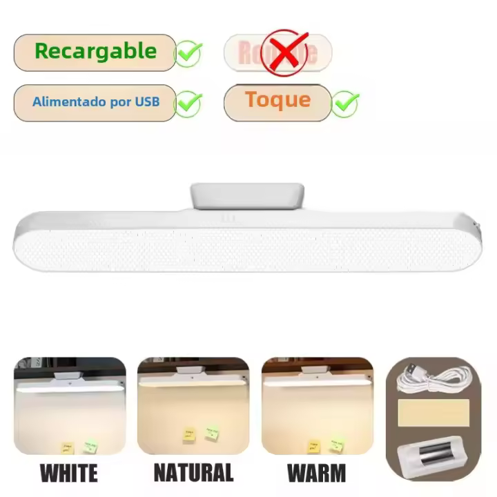 Lámpara De Mesa Magnética Colgante LED Recargable Para Ojos Cuidado Luz De Lectura Nocturna Para Armario Con Control Táctil Moderno - 1