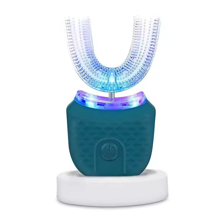 Cepillo De Dientes Eléctrico En Forma De U Ultrasonido 360 Grados Para Adultos Cepillo De Silicona Automático Blanqueador - 1