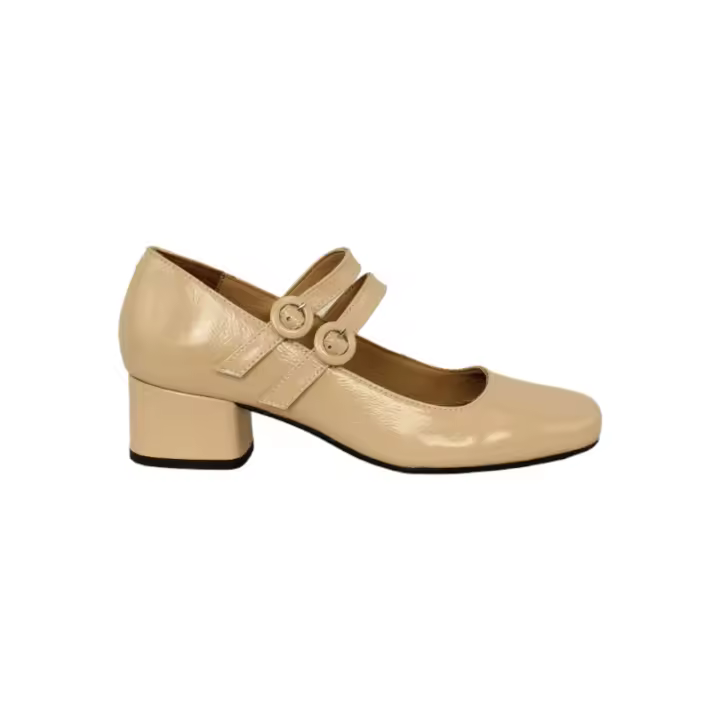 zapato tacon 4cm piel acharolada con doble pulsera - 1