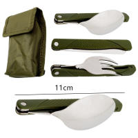 Conjunto De Utensilios De Acero Inoxidable Plegables Para Camping Y Picnic: Cuchillo Cucharón Tenedor Yspork Mochila Larga - details 3