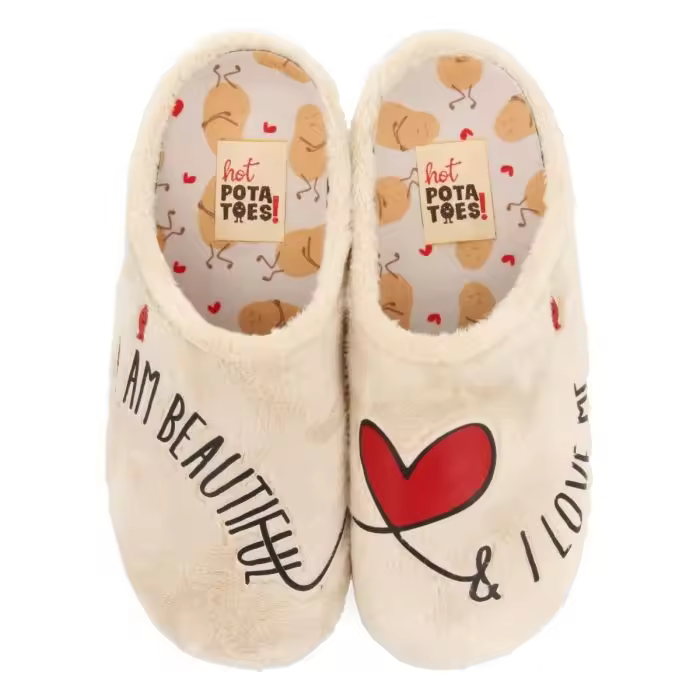 Zapatillas de Estar por Casa Mujer Hot Potatoes Pelo Beige Mensaje Homer - 1