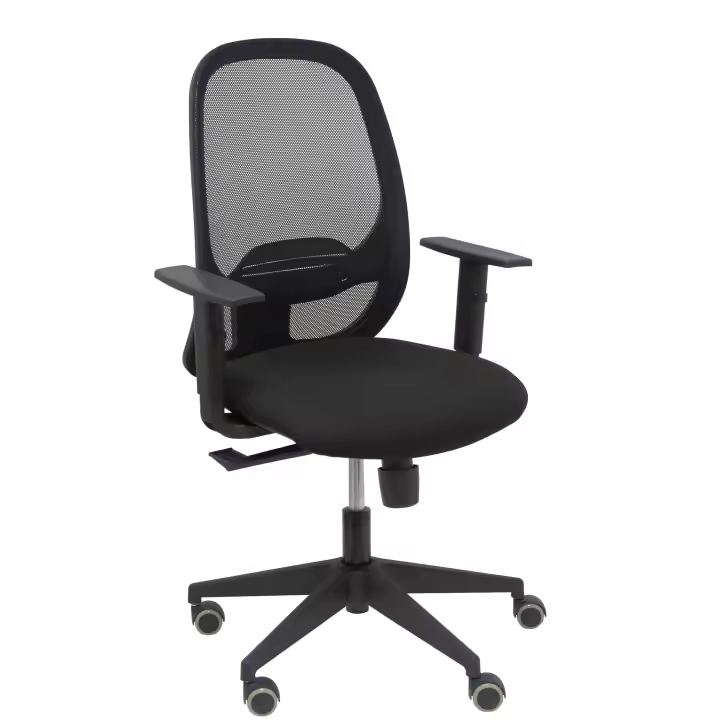 Piqueras Y Crespo Silla de Oficina Ergonómica Negra con Malla Transpirable y Brazos Regulables - 1