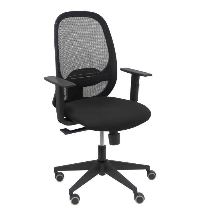 Piqueras Y Crespo Silla de Oficina Ergonómica Negra con Malla Transpirable y Brazos Regulables - 1
