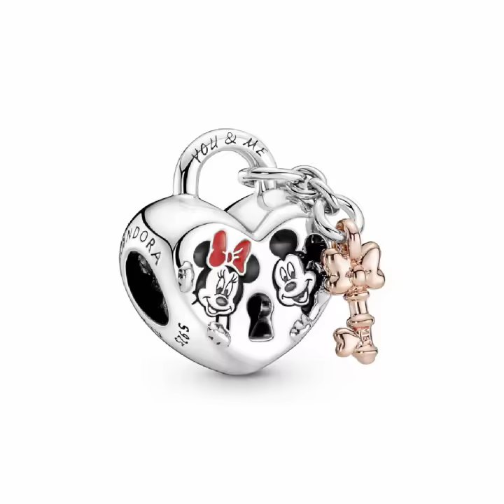 Charm Pandora Candado Mickey y Minnie Mouse de Disney - 1