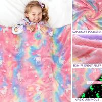Manta Luminosa De Unicornios Para Niñas Regalo Ideal Para Niñas De 2 a 10 Años Manta Suave Para Niños Material 100% Poliéster - details 1