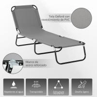 Outsunny Tumbona Plegable Reclinable con Ángulo Ajustable de 5 Posiciones para Jardín Exterior Piscina Terraza Camping Carga 120 kg 190x56x28 cm - details 5
