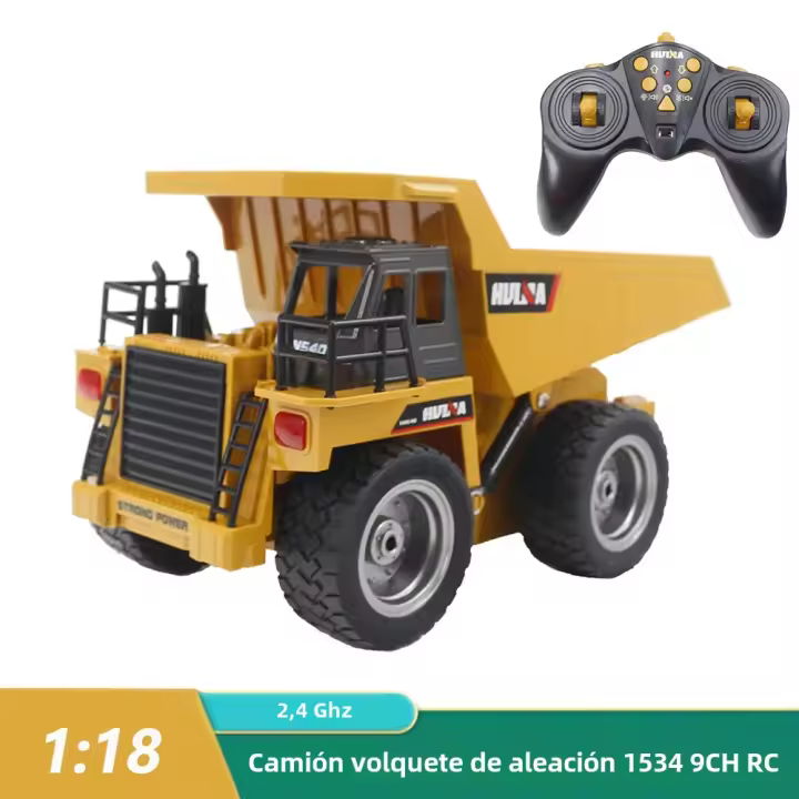 Tractor Remolcador De Aluminio HUINA 1534 9CH RC Para Niños Juguetes De Ingeniería Camión Grúa Control Remoto Regalo Para Niños - 1