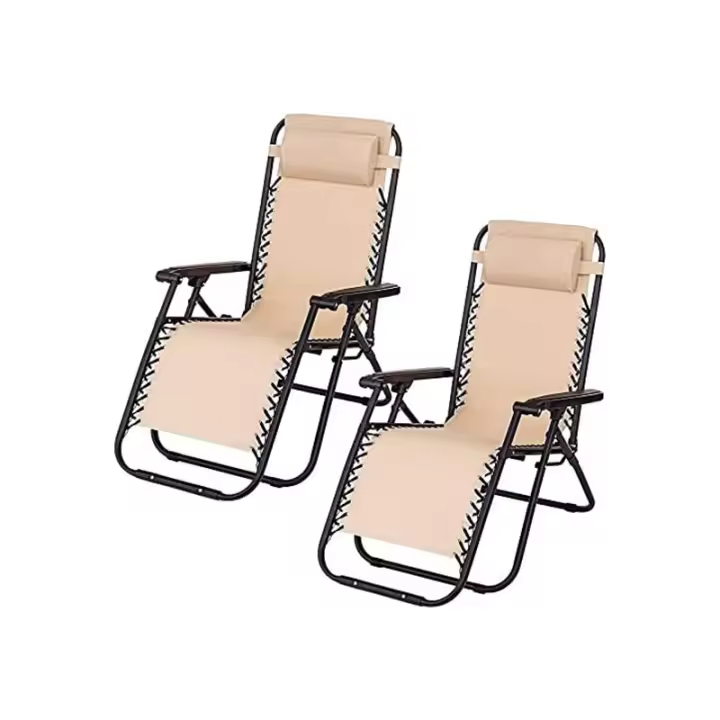 TIENDA EURASIA - Pack 2 Tumbona Plegable Multi-Posiciones para Jardín, Exterior, 95x65x105cm, Estructura de Acero Resistente, Cojin, Tejido Transpirable - 1