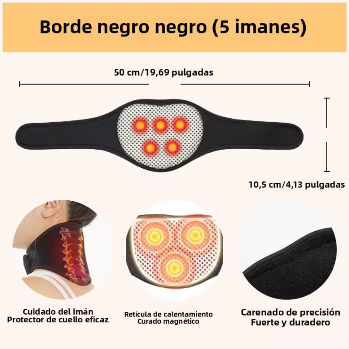 1Pc Soporte De Cuello Magnético Terapéutico Self-Heating Tourmaline Negro Protección De Las Vertebrales Cervicales Instrumento De Masaje - 1