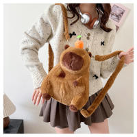 Mochila De Peluche Kawaii Con Capybara Simulación De Flor Y Fruta Para Niños Mochila De Hombro Para Novia Regalo Tamaño 28cm Material Algodón - details 36